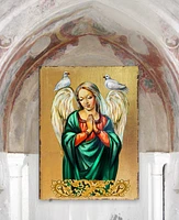 Designocracy Icon Praying Angel Wall Art on Wood 8"