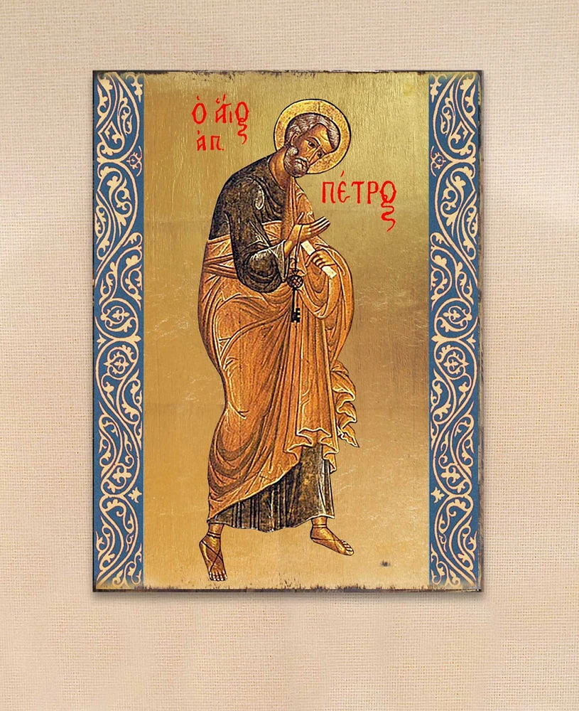 Designocracy Icon Saint Peter Wall Art on Wood 8"