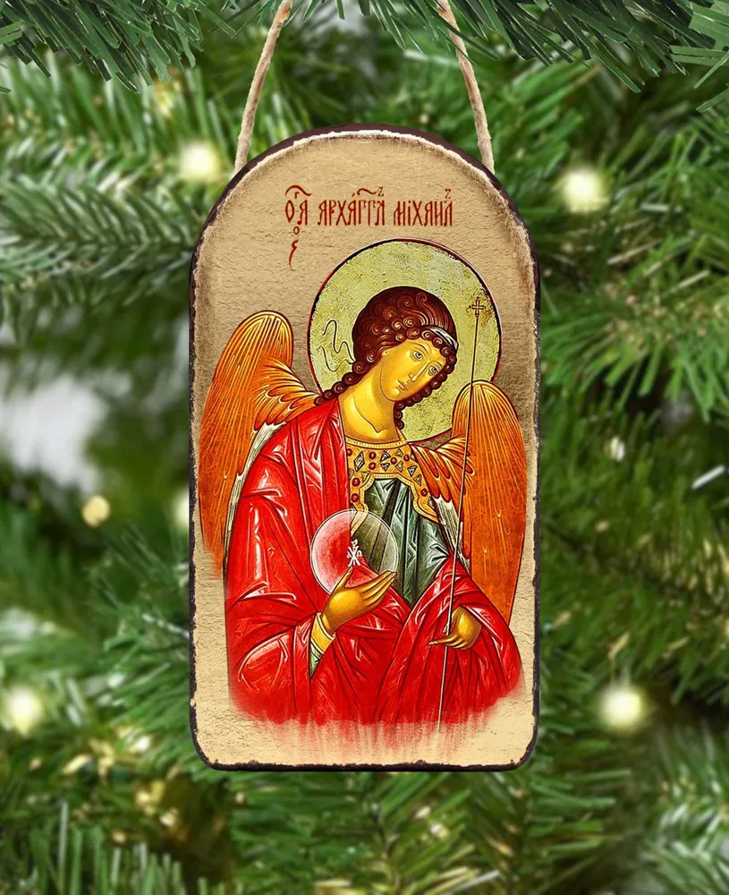 G.DeBrekht Saint Michael Wooden Greek Christian Orthodox Icon Ornament