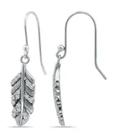 Giani Bernini Cubic Zirconia Pave Feather Drop Earrings in Sterling Silver