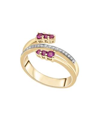 Macy's Rhodolite (1/3 ct.t.w) and Diamond (1/10 ct.t.w) Spiral Ring in 14K Gold Plated Over Sterling Silver