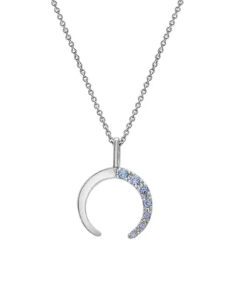 Macy's Blue Topaz (1/5 ct.t.w) Moon Pendant Necklace in Sterling Silver