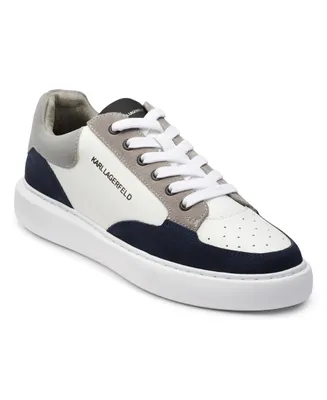 Karl Lagerfeld Men's Suede Leather with Perforated Toe Sneaker