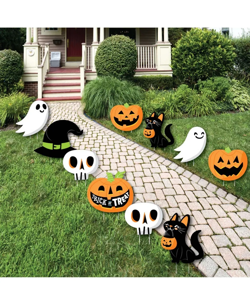 Big Dot of Happiness Jack-o'-Lantern Halloween - Lawn Decor - Outdoor Party Yard Decor - 10 Pc