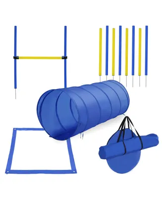 PawHut Backyard Dog Agility Training Kit Obstacle Course Equipment Tunnel