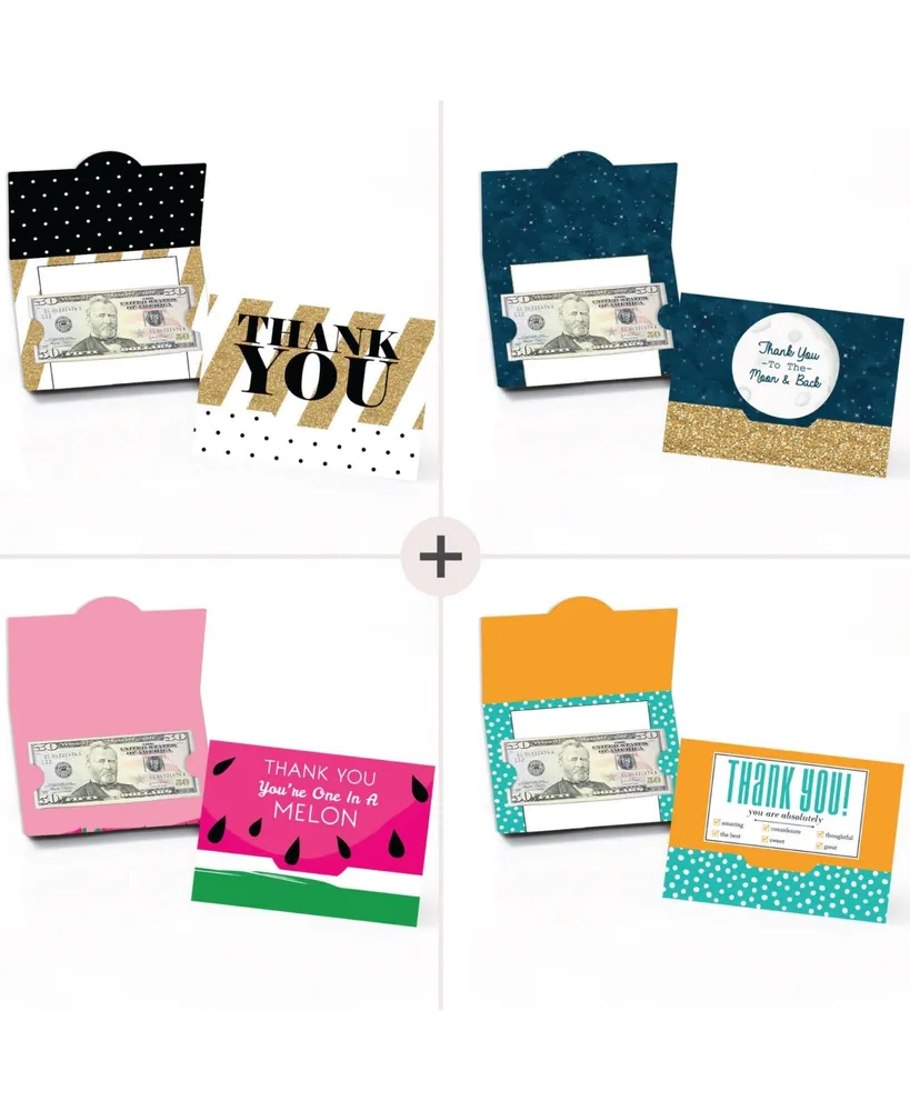 Assorted Thank You Note Cards - Blank Thank You Money & Gift Card Holders - 8 Ct - Assorted Pre