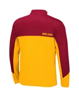 Men's Colosseum Cardinal, Gold Iowa State Cyclones Triple Dog Dare Quarter-Zip Jacket