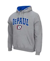 Men's Colosseum Heathered Gray DePaul Blue Demons Arch & Logo 3.0 Pullover Hoodie