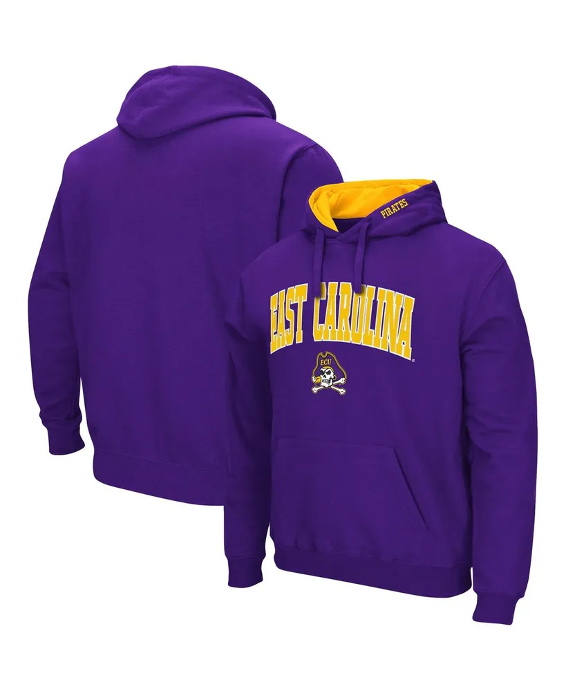 Men's Colosseum Purple Ecu Pirates Arch and Logo Pullover Hoodie