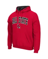 Men's Colosseum Cardinal Ball State Cardinals Arch and Logo Pullover Hoodie