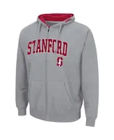 Men's Colosseum Heathered Gray Stanford Cardinal Arch and Logo 3.0 Full-Zip Hoodie