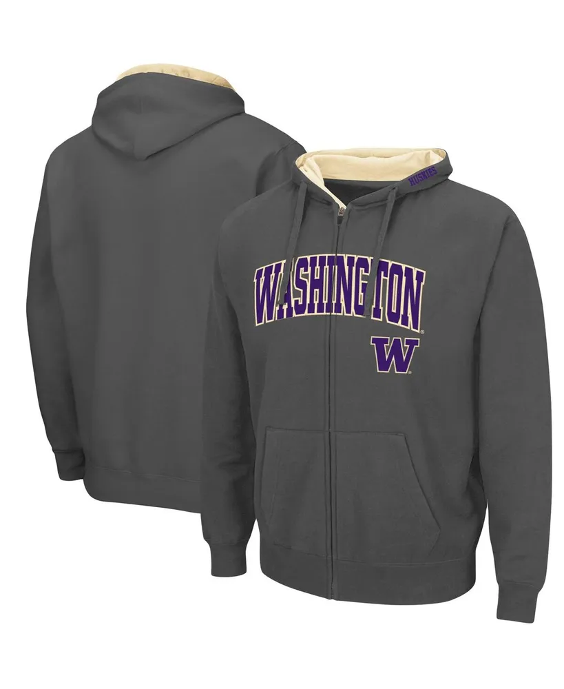 Men's Colosseum Charcoal Washington Huskies Arch & Logo 3.0 Full-Zip Hoodie