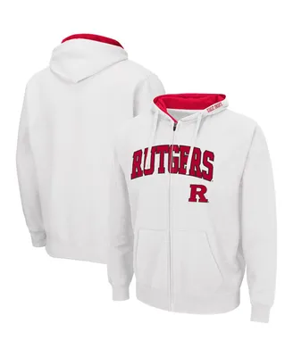 Men's Colosseum White Rutgers Scarlet Knights Arch and Logo 3.0 Full-Zip Hoodie