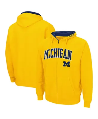 Men's Colosseum Maize Michigan Wolverines Arch and Logo 3.0 Full-Zip Hoodie