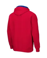 Men's Colosseum Red Kansas Jayhawks Arch and Logo 3.0 Full-Zip Hoodie