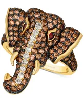 Le Vian Diamond (2 ct. t.w.) & Passion Ruby Accent Elephant Ring 14k Gold