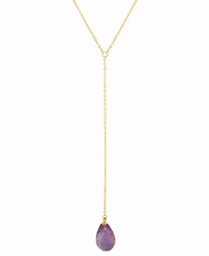 Amethyst Briolette 26" Lariat Necklace (2-5/8 ct. t.w.) 14k Gold (Also Peridot