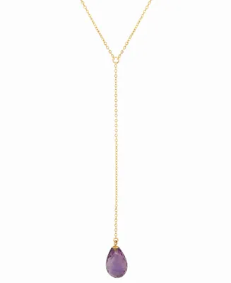Amethyst Briolette 26" Lariat Necklace (2-5/8 ct. t.w.) 14k Gold (Also Peridot