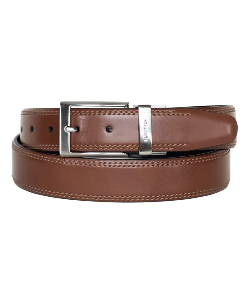 Nautica Men's Reversible Double Stitch Leather Belt