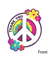 60's Hippie - 1960s Groovy Party Shaped Thank You Cards with Envelopes - 12 Ct