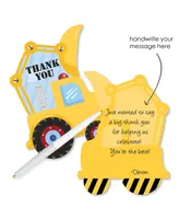 Construction Truck - Party Shaped Thank You Cards with Envelopes - 12 Ct