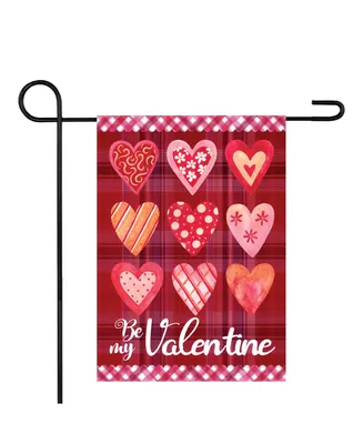 Be My Valentine Plaid and Heart Garden Flag, 12.5" x 18"