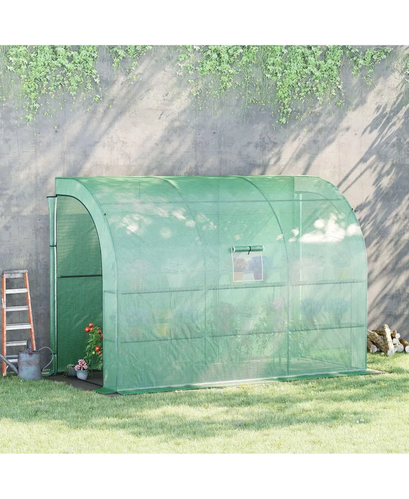 Outsunny Outdoor Garden Greenhouse Nursery w/ Windows, Zippered Doors