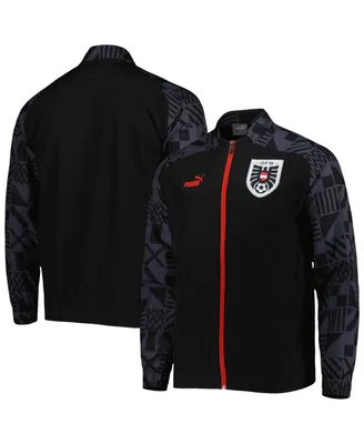 Men's Puma Black Austria National Team Pre-Match Raglan Full-Zip Training Jacket