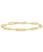 2-Pc. Diamond & Paperclip Link Bracelets (1/4 ct. t.w.) in 14k Gold-Plated Sterling Silver - Gold