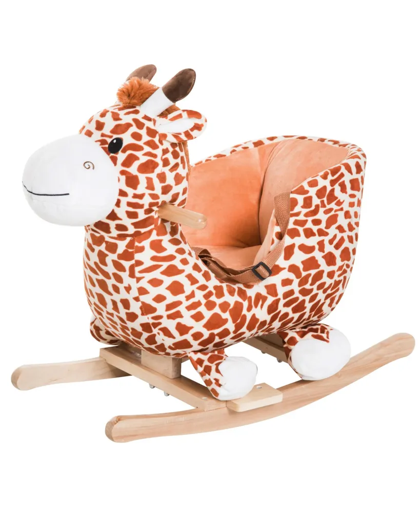 Qaba Baby Kids Toy Plush Rocking Horse Giraffe Style Rocker Rider w/ Sound