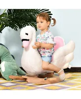 Qaba Plush Kids Ride On Toy Rocking Horse Swan Style