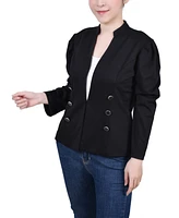 Ny Collection Petite Long Puff-Sleeve Ponte Jacket