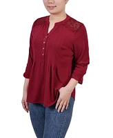 Ny Collection Petite Rouched Sleeve Pintuck Top