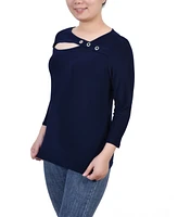 Ny Collection Petite 3/4 Sleeve Cutout Top