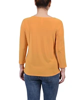 Ny Collection Petite 3/4 Sleeve Cutout Top