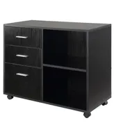 Homcom Wood File Cabinet Side Board 3 Drawer Shelf Caster Wheels