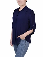 Ny Collection Petite 3/4 Sleeve Crepon Blouse