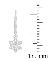 Lab-grown White Sapphire Snowflake Leverback Drop Earrings (1/3 ct. t.w.) in Sterling Silver