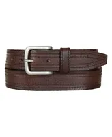 Lucky Brand Men's Antique-Like Leather Belt with Darker Stitching Detail