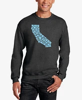 La Pop Art Men's California Hearts Word Crew Neck Sweatshirt