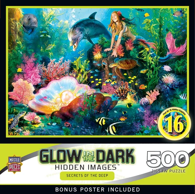 MasterPieces Puzzles Hidden Images Glow In The Dark - Secrets of the Deep  500 Piece Puzzle