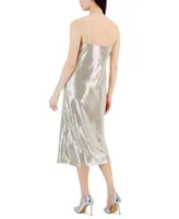 Anne Klein Women's Sleeveless Stretch Sequin Midi Slip Dress