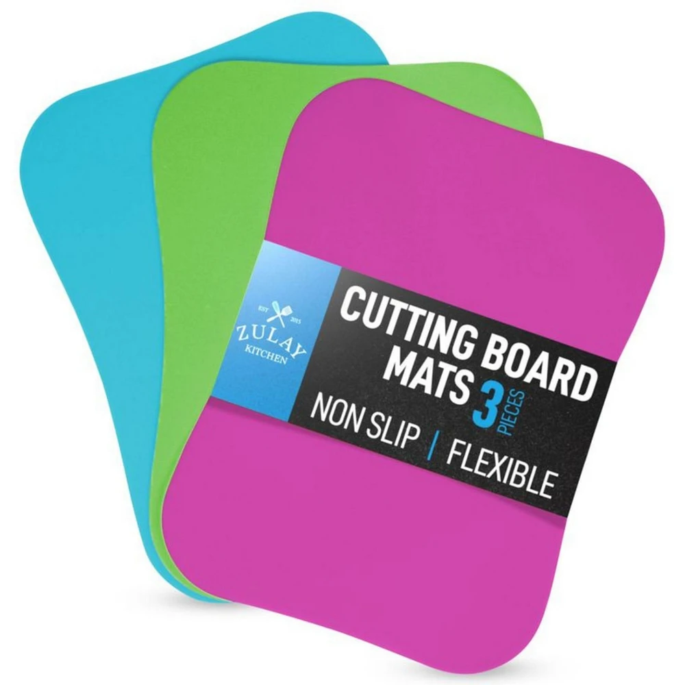 Non-Slip Flexible Cutting Board Set - Dishwasher Friendly Mats For Cooking of 3