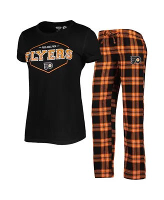 Women's Concepts Sport Black, Orange Philadelphia Flyers Badge T-shirt and Pants Sleep Set