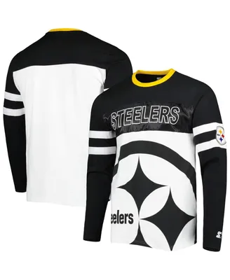 Men's Starter Black, White Pittsburgh Steelers Halftime Long Sleeve T-shirt