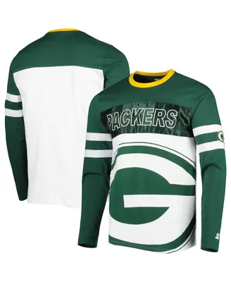 Men's Starter Green, White Green Bay Packers Halftime Long Sleeve T-shirt