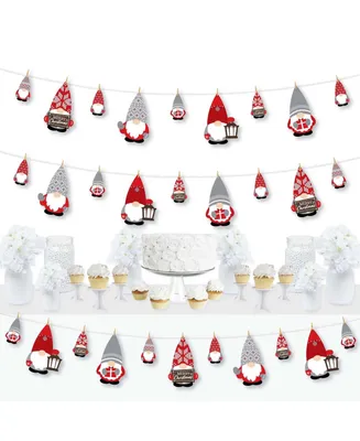 Christmas Gnomes - Holiday Party Decor - Clothespin Garland Banner - 44 Pieces