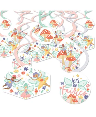 Let's Be Fairies - Fairy Garden Birthday Hanging Party Decoration Swirls - 40 Ct