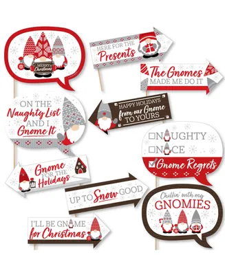 Funny Christmas Gnomes - Holiday Party Photo Booth Props Kit - 10 Piece