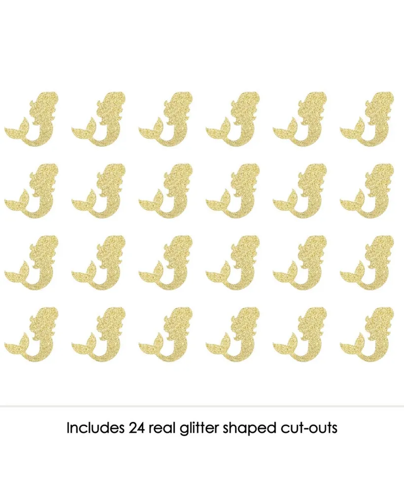 Big Dot of Happiness Gold Glitter Mermaid - No-Mess Real Gold Glitter Cut-Outs Confetti - 24 Ct